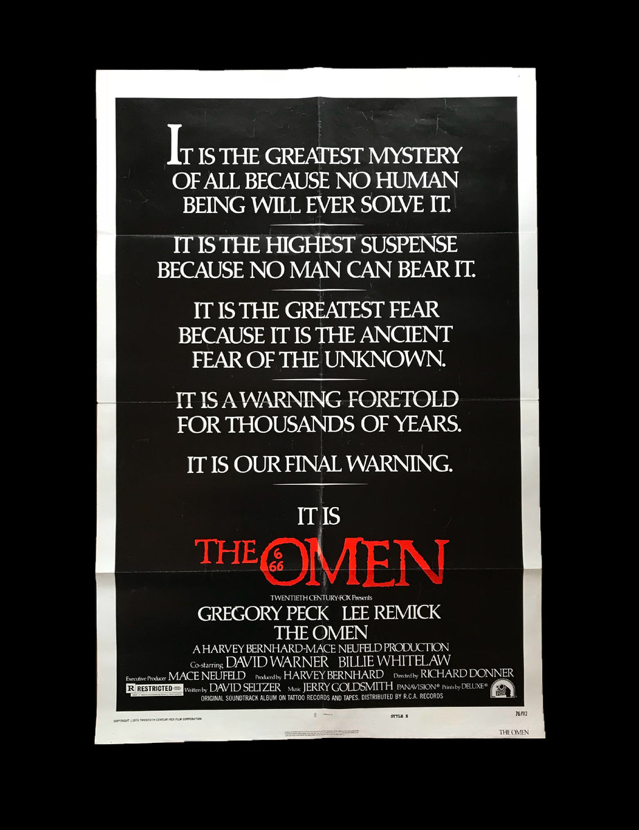 The Omen (1976) A US One Sheet Advance Film Poster