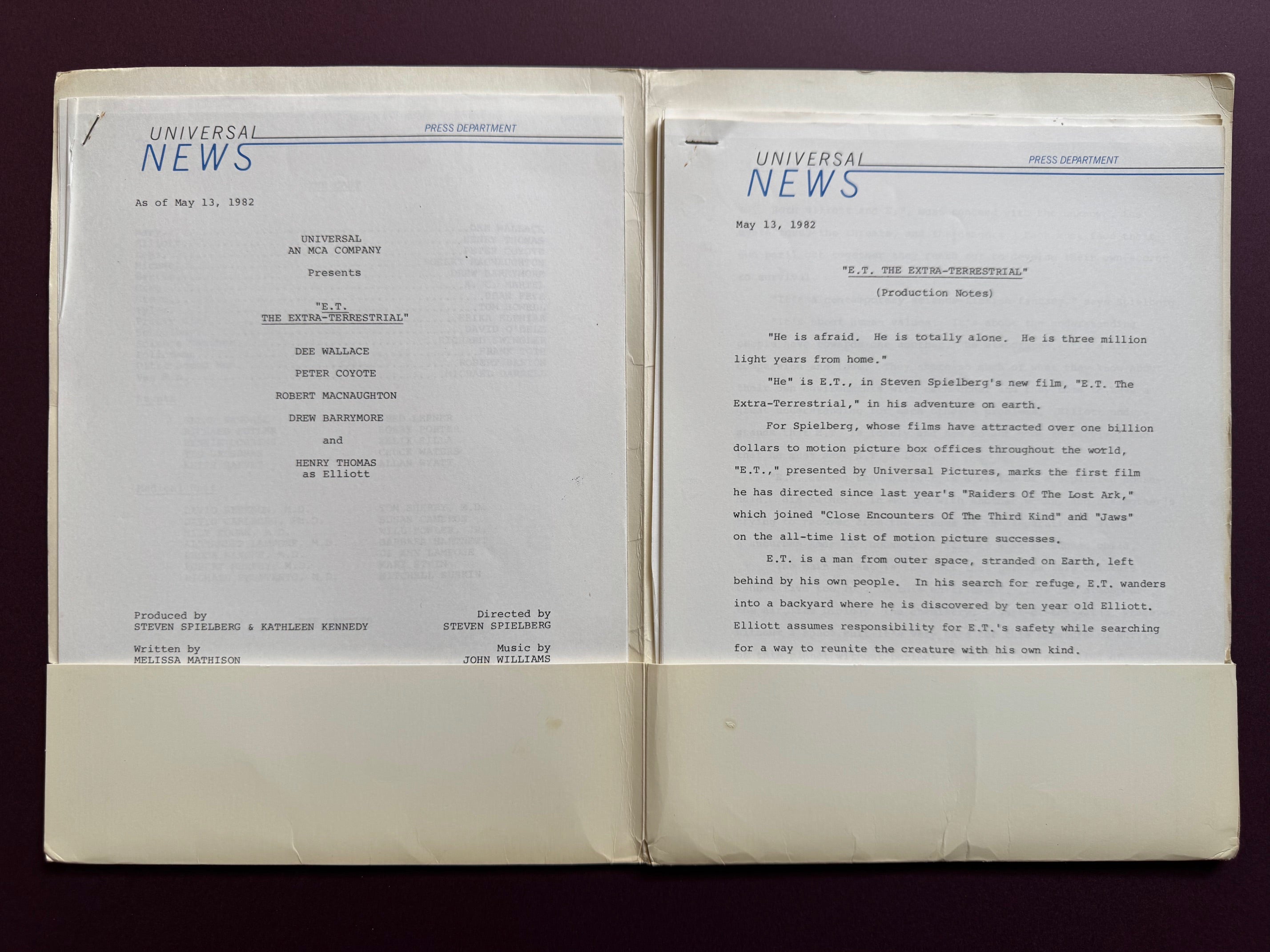 E.T. the Extra-Terrestrial (1982) - A Press Information Pack