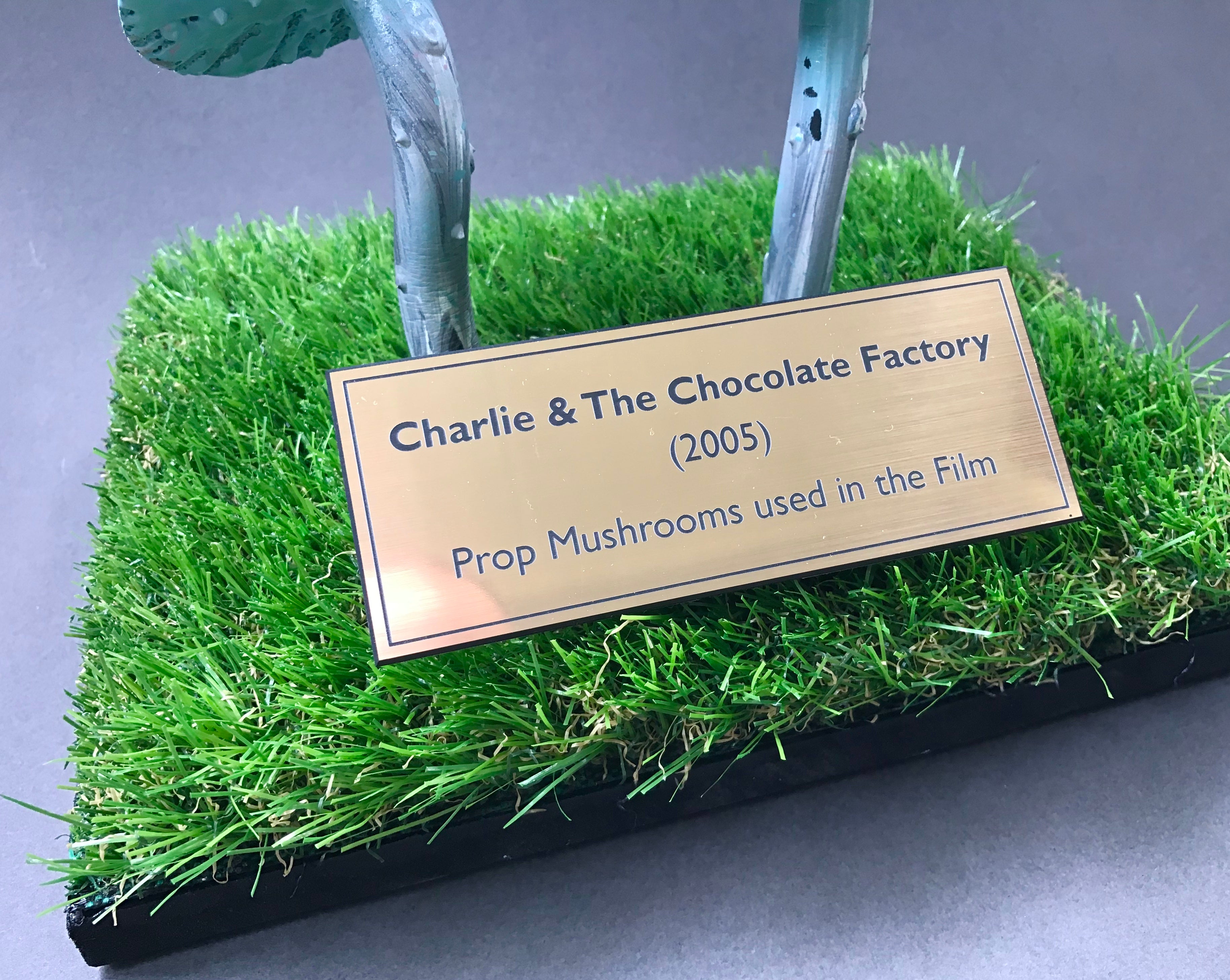 Charlie & The Chocolate Factory (2005) - Two Prop Mushrooms on a Custom Display