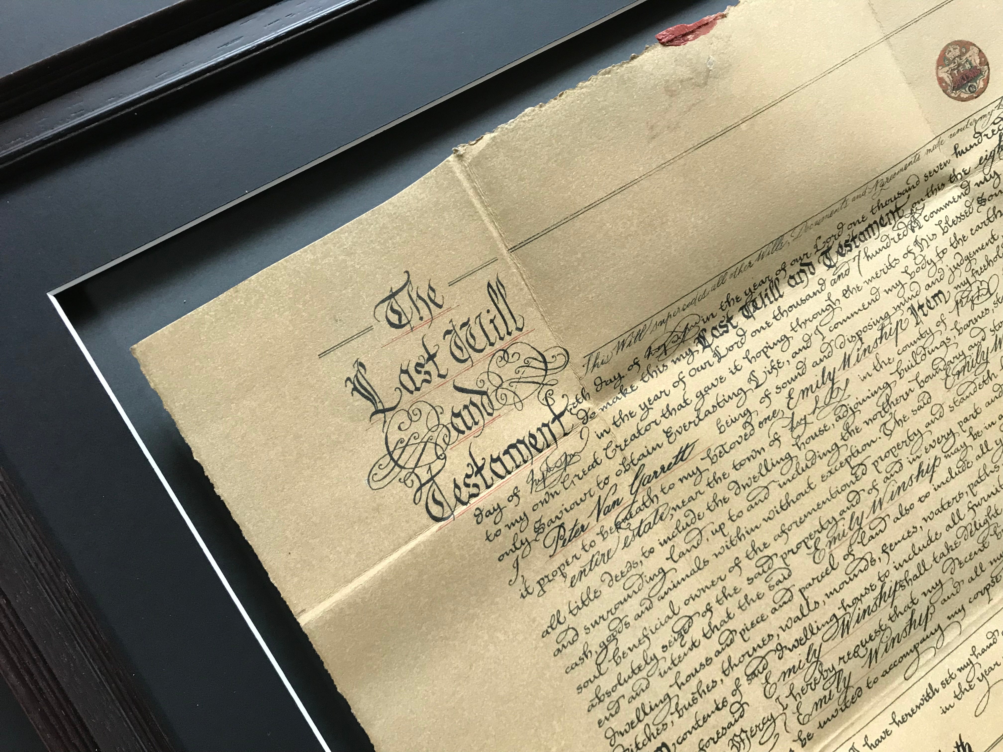 Sleepy Hollow (1999) - Peter Van Garrett’s Prop Will & Testament