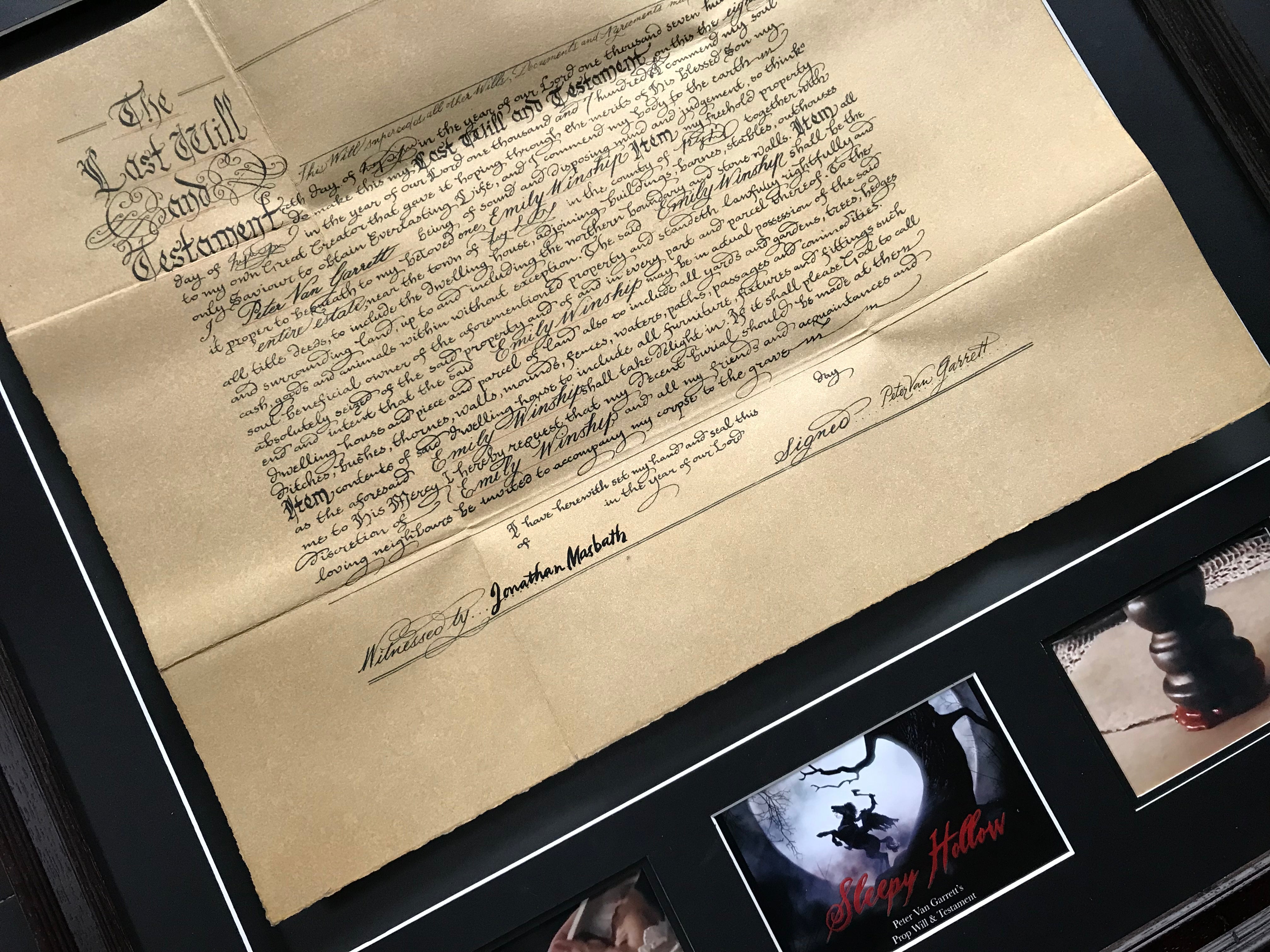 Sleepy Hollow (1999) - Peter Van Garrett’s Prop Will & Testament